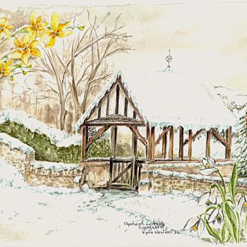 DARWEN SUNNYHURST WOODS LYCHGATE IN WINTER