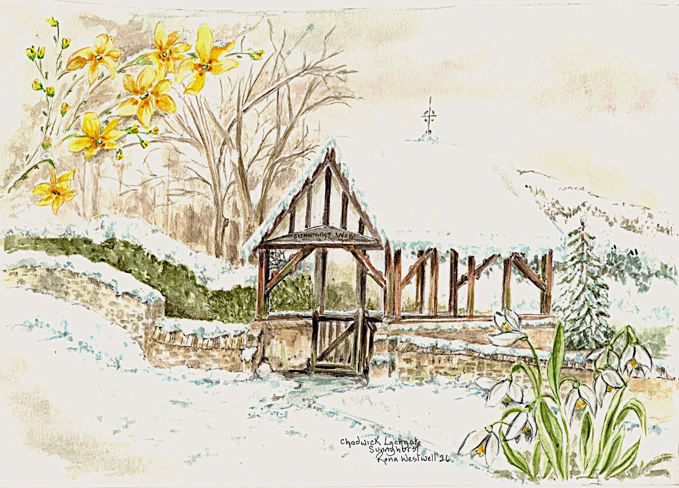 DARWEN SUNNYHURST WOODS LYCHGATE IN WINTER